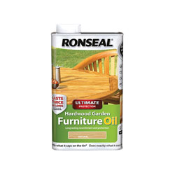 Ronseal 37356 Ultimate Protection Hardwood Garden Furniture Oil Natural 1 litre