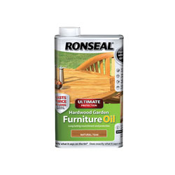 Ronseal 37358 Ultimate Protection Hardwood Furniture Oil Natural Teak 1 litre