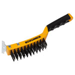 Roughneck 52-042 Carbon Steel Wire Brush Soft Grip + Scraper 300mm (12in) 4 Row