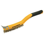 Roughneck 52-030 Carbon Steel Wire Brush Soft Grip + Scraper 355mm (14in) 3 Row