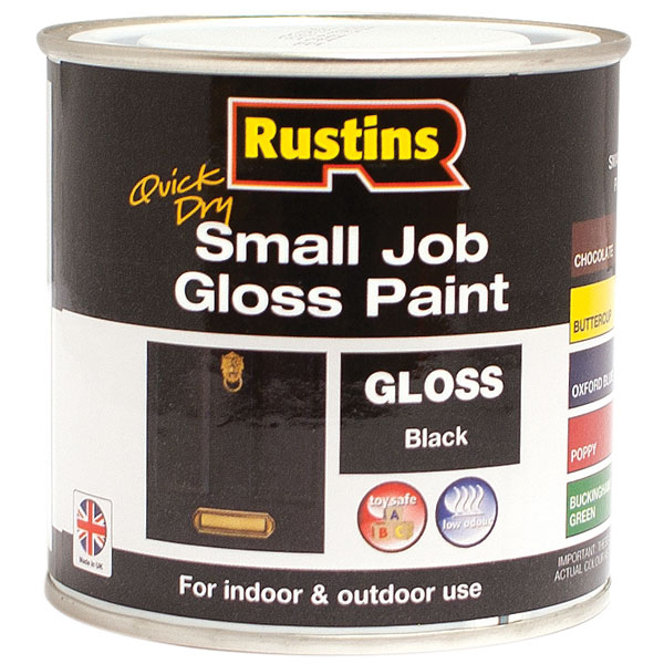 Rustins GPBLW250 Quick Dry Small Job Gloss Paint Black 250ml