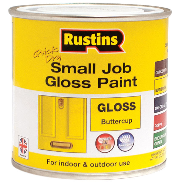 Rustins GPBUW250 Quick Dry Small Job Gloss Paint Buttercup 250ml