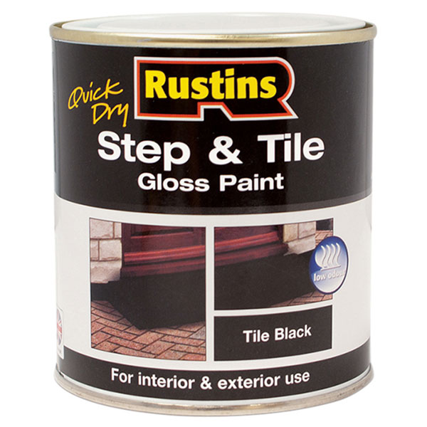 Rustins STBLW500 Quick Dry Step & Tile Paint Gloss Black 500ml