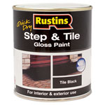 Rustins STBLW500 Quick Dry Step & Tile Paint Gloss Black 500ml