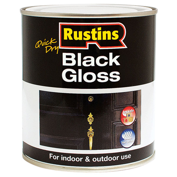 Rustins BLAGW1000 Quick Dry Black Gloss 1 Litre