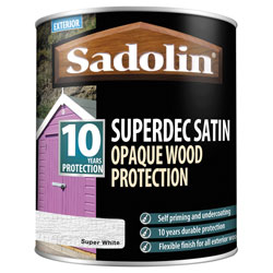 Sadolin 5028825 Superdec Opaque Wood Protection Super White Satin 1 litre