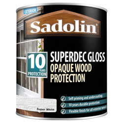 Sadolin 5028850 Superdec Opaque Wood Protection Super White Gloss 1 litre