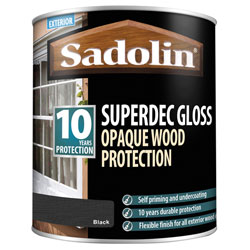 Sadolin 5028853 Superdec Opaque Wood Protection Black Gloss 1 litre