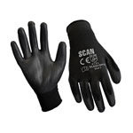 Scan SCAGLOPU12XL Black PU Coated Gloves - XL(Size 10) (12 Pairs)