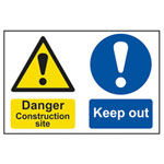 Scan 4005 Danger Construction Site Keep Out - PVC 600 x 400mm