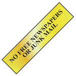 Scan 6023 No Free Newspapers Or Junk Mail - Polished Brass Effect 200 x 50mm