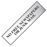 Scan 6023C No Free Newspapers Or Junk Mail - Polished Chrome Effect 200 x 50mm
