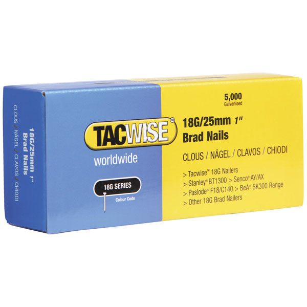 Box of 5000 Tacwise 0396 18G/ 25mm Nails for Nail Gun 