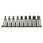 Teng M1212 Socket Clip Rail Hex Set of 9 Metric 1/2in Drive