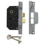 UNION 2242 2 Lever Mortice Rebated Sashlock Silver Enamel 78.5mm 3in Visi