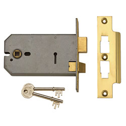 UNION Y2077-PL-5.00 2077-5 3 Lever Horizontal Mortice Lock Polished Brass 124mm