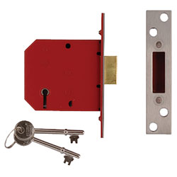 UNION 2101 5 Lever Mortice Deadlock Satin Brass Finish 65mm 2.5in Box