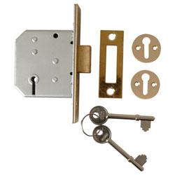 UNION Y2177-PL-2.50 2177 3 Lever Mortice Deadlock Polished Brass 65mm 2.5in Visi