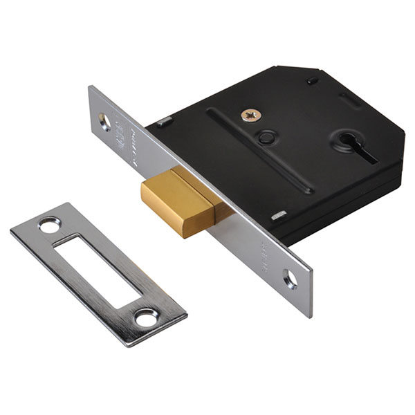  ES-DL Essentials 3 Lever Mortice Deadlock Polished Brass 65mm 2.5in Visi