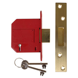 UNION StrongBOLT 2100S BS 5 Lever Mortice Deadlock 81mm 3in Satin Brass Box