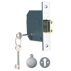 Yale Locks PM562 Hi-Security BS 5 Lever Mortice Deadlock 68mm Polished Chrome