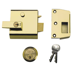 Yale Locks P1 Double Security Nightlatch 60mm Backset Brasslux Finish Visi