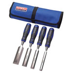 Faithfull FAIWCSGS4CR Soft Grip Chisel Set + Chisel Roll, 4 Piece