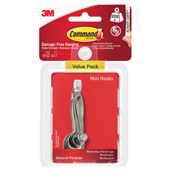 3M 17006-18 White Mini Hooks Value Pack (Pack 18)