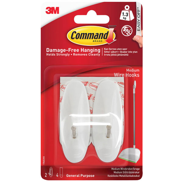 3M 17068 Medium Wire Hooks (Pack 2)