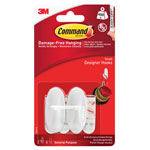 3M 17082 Small White Designer Hooks (Pack 2)