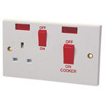 Dencon 4457NB Double Pole Switch 45A with Switched Socket 13A