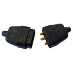 Dencon 9416BNB 3 Pin Rubber Connector Plug 10A Black