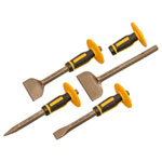 Roughneck 31-934 Bolster & Chisel Set with Non-Slip Guards, 4 Piece