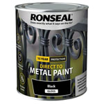 Ronseal 39195 Direct to Metal Paint Black Gloss 750ml