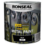 Ronseal 39214 Direct to Metal Paint Black Matt 2.5 litre