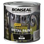 Ronseal 39180 Direct to Metal Paint Black Satin 250ml