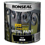 Ronseal 39213 Direct to Metal Paint Black Satin 2.5 litre