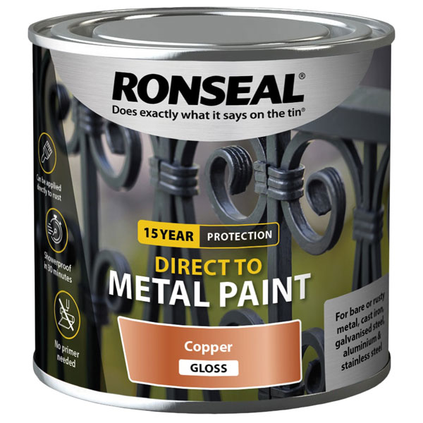 Ronseal 39405 Direct to Metal Paint Copper Gloss 250ml