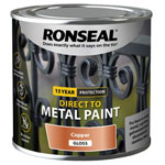 Ronseal 39405 Direct to Metal Paint Copper Gloss 250ml