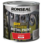 Ronseal 39193 Direct to Metal Paint Chilli Red Gloss 250ml