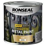 Ronseal 39402 Direct to Metal Paint Gold Satin 250ml