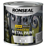 Ronseal 39403 Direct to Metal Paint Silver Gloss 250ml