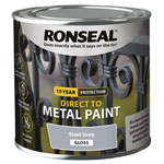 Ronseal 39187 Direct to Metal Paint Steel Grey Gloss 250ml
