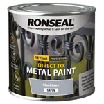 Ronseal 39188 Direct to Metal Paint Steel Grey Satin 250ml