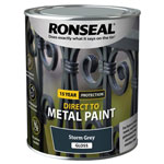Ronseal 39207 Direct to Metal Paint Storm Grey Gloss 750ml