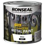 Ronseal 39184 Direct to Metal Paint White Matt 250ml