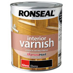 Ronseal 39420 Interior Varnish Quick Dry Gloss Ebony 750ml