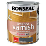 Ronseal 39424 Interior Varnish Quick Dry Gloss Graphite 750ml