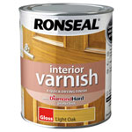 Ronseal 39431 Interior Varnish Quick Dry Gloss Light Oak Gloss 750ml
