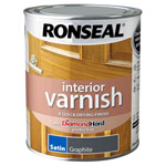 Ronseal 39422 Interior Varnish Quick Dry Satin Graphite 750ml